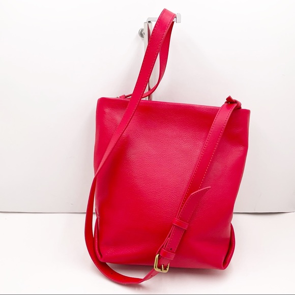 🆕{J. Crew} Oslo Soft Red Pebble Leather Bucket CrossBody Bag - Picture 12 of 16